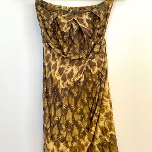 Mango Feather Print strapless dress